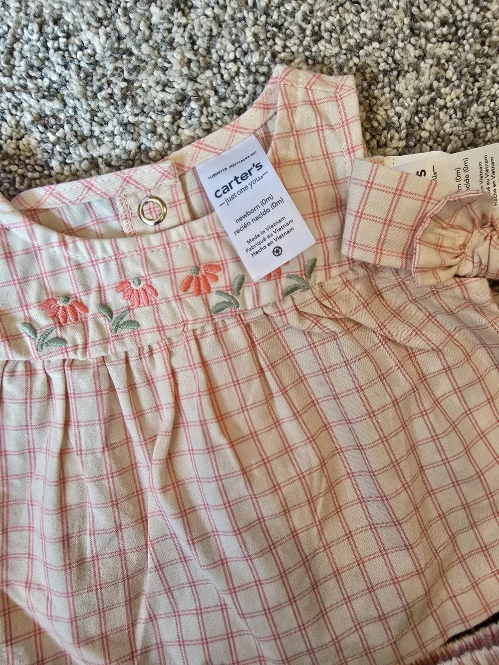 Carter's Pink Plaid Cream Two-Piece Baby Matching Set